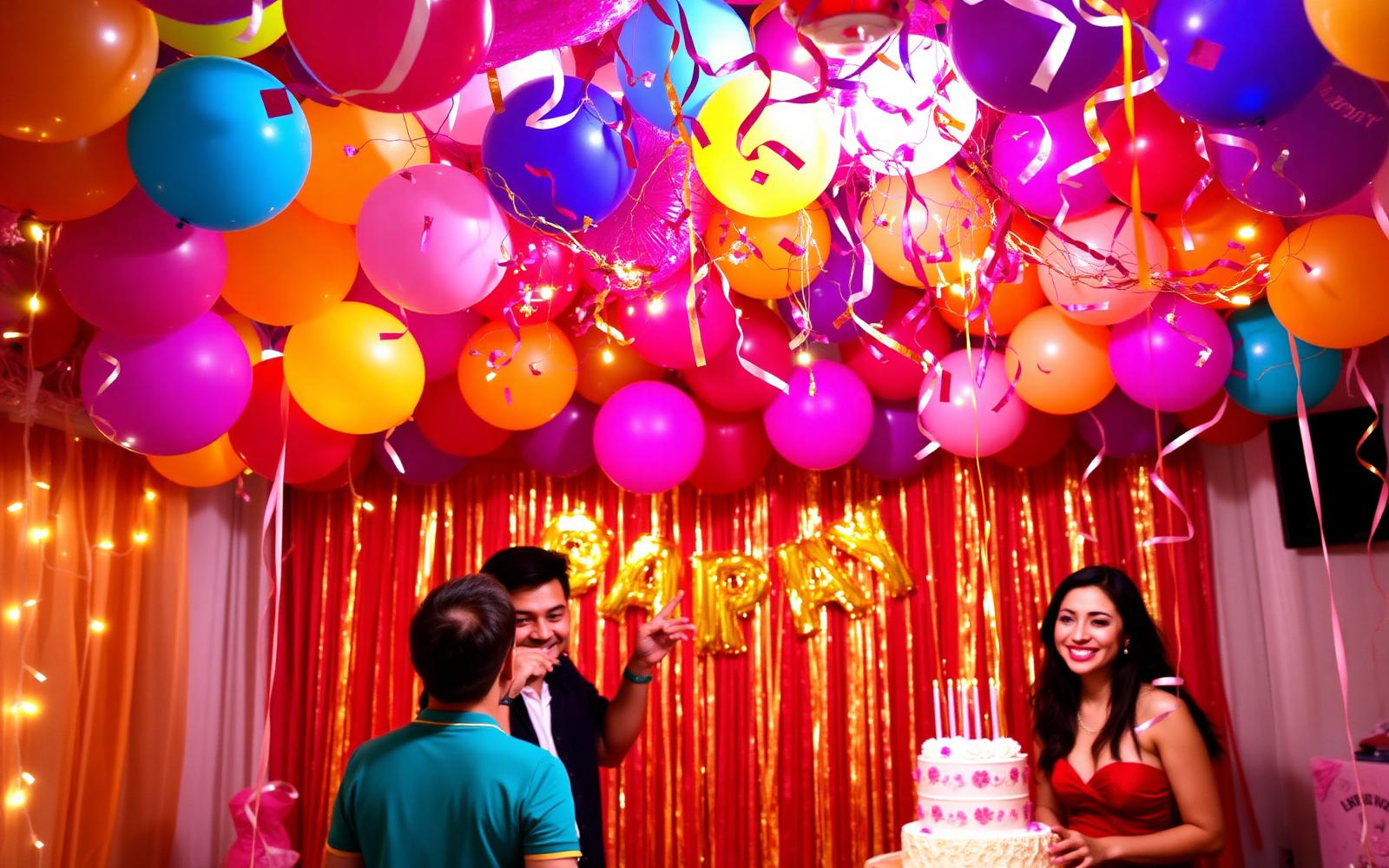 Colorful birthday celebration at Goja Land with balloons and confetti
